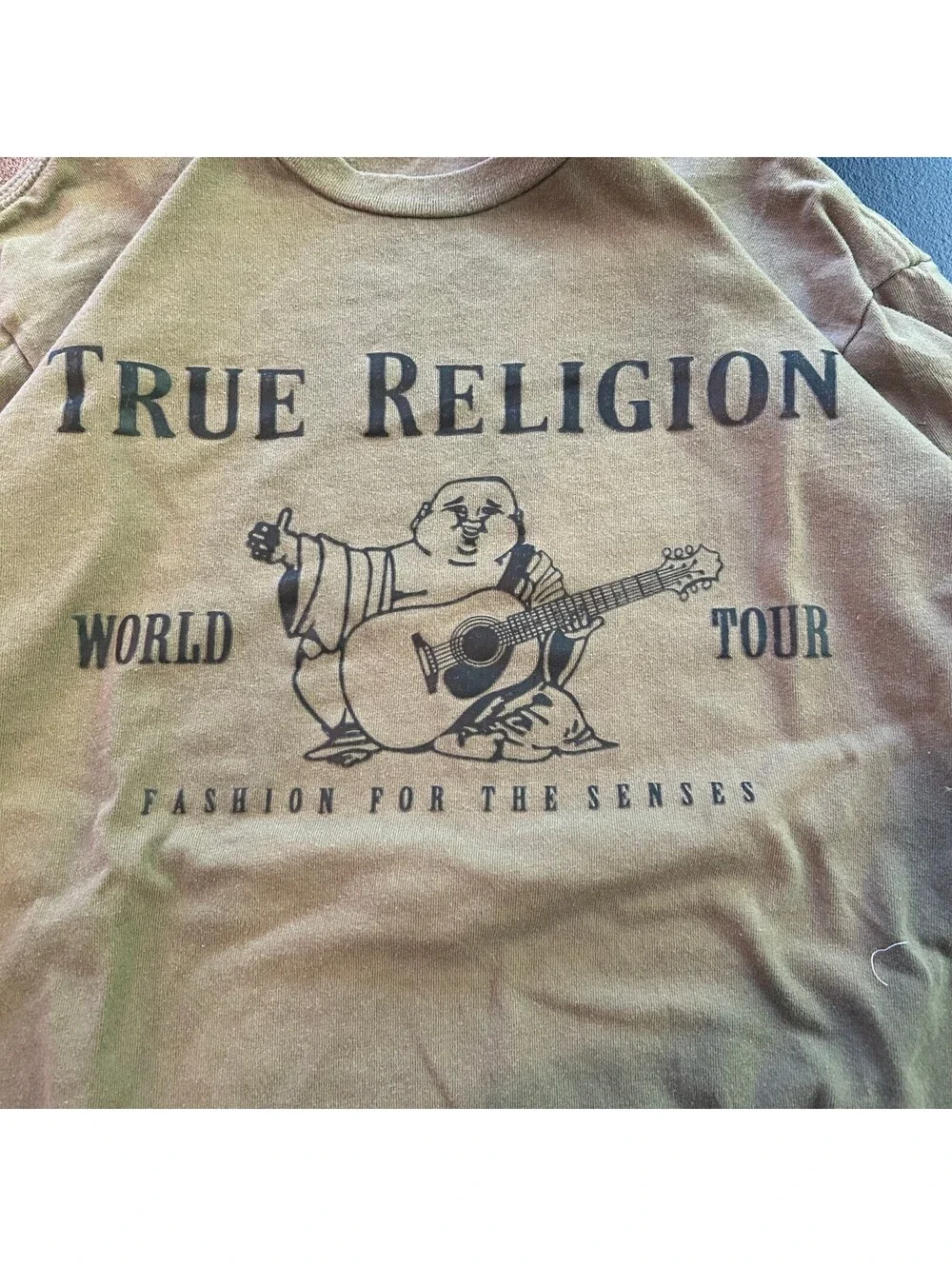 Vintage y2k designer True Religion World Tour graphic T-shirt tan